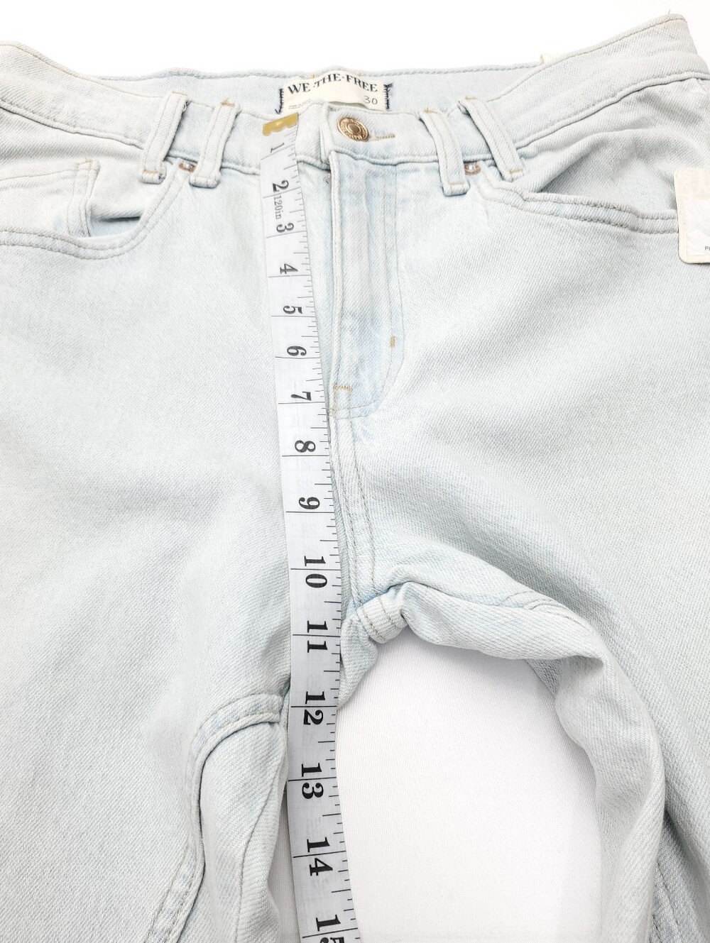 NEW We the Free People Risk Taker High-Rise Straight Raw Hem Light Blue Jeans 30 - Picture 6 of 13